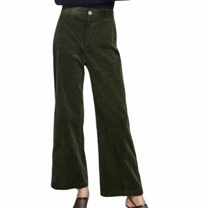 ZARA Green Corduroy Wide Leg Pants